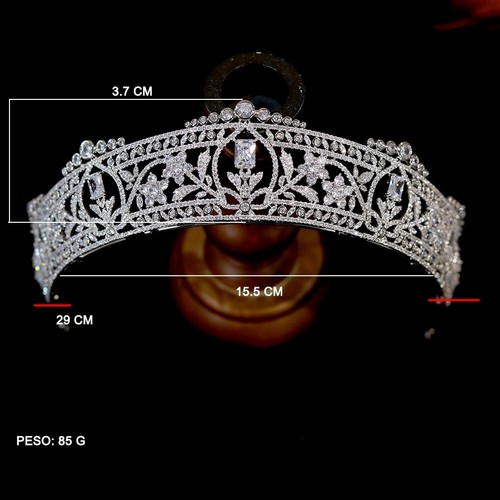 Corona Real Europea Reina Cristal Tiara Novia Circón Accesorios Noche - Imagen 4 de 4