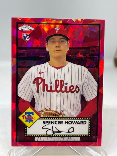 Spencer Howard 2021 Topps Chrome Platinum Anniversary Rookie Red Atomic #065/100 - Picture 3 of 6