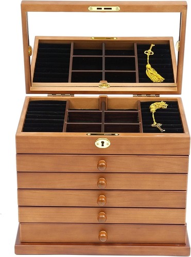 Collectors Cabinet Solid Wood Knives Coin Watches Display Case Glass Top, GifT - Picture 6 of 7