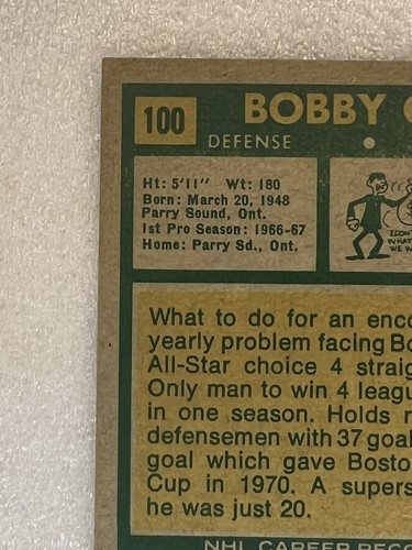 1971 topps bobby orr #100 - Foto 10 di 16
