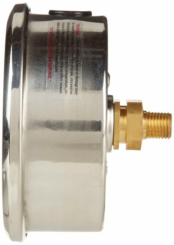 LIQUID FILLED VACUUM GAUGE -30-0 PSI, 4" FACE, 1/4" BACK MOUNT - Picture 2 of 2