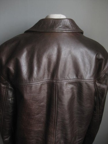 BEN SHERMAN leather JACKET medium 42 mens heavyweight biker warm COAT brown - Picture 22 of 23