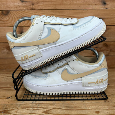 Nike Turnschuhe Damen UK 6 Air Force 1 Shadow Sail hellbraun Sesam Leder Schuhe AF1