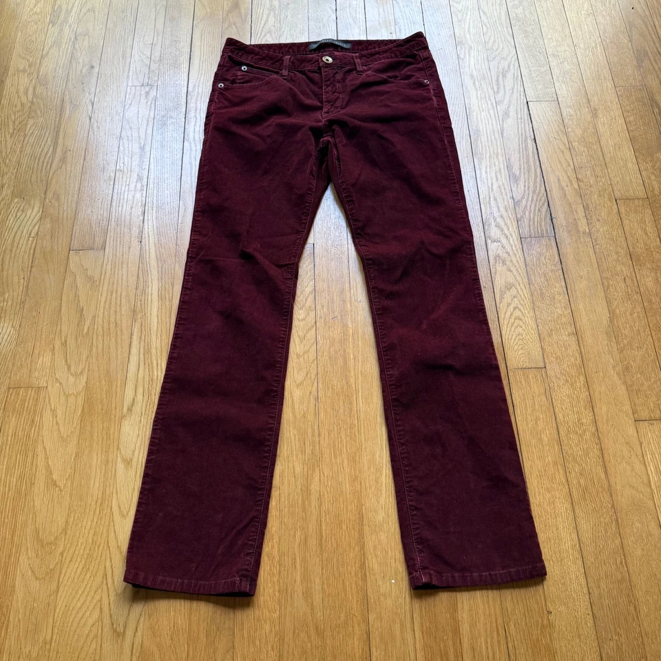 Theyskens' Theory Size 28 Burgundy Corduroy Slim Fit Mid Rise Straight Leg Pants - Image 2 of 4