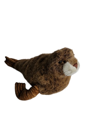 Large Spotted Seal Plush Stuffed Animal Brown Black - Picture 2 of 12