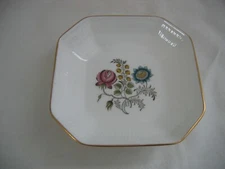 Vintage MINTON Bone China Floral Octagonal Dish Gold Rim 1 of 2