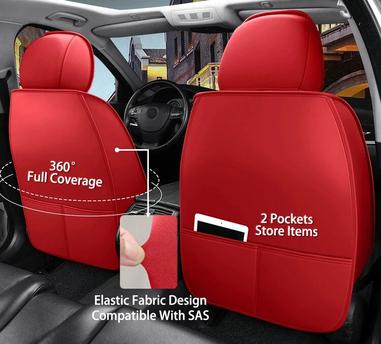 Waterproof Faux Leather Full Set Car Seat Covers For Mitsubishi Front And Rear - Image 3 of 4