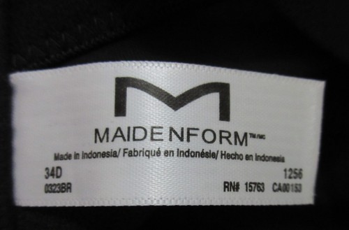 Reggiseno MAIDENFORM 1256 NERO PIN UP ULTRA FERMO BODY SHAPER integrato UW taglia 34 D nuovo con etichette - Foto 8 di 9
