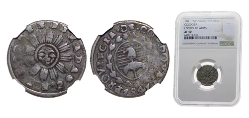 Argentina 1841 PNP 1 Real Silver NGC XF 40