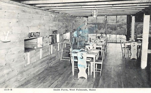 West Falmouth ME Smith Farm Restaurant Interior Postcard - Picture 1 of 2