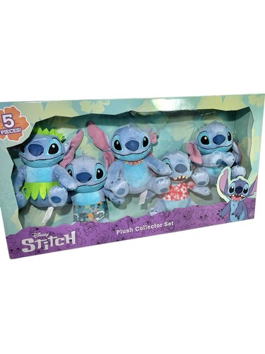 Disney Lilo & Stitch Plush Collector Set 5 Pcs 2021 Hawaiian Surfing Tiki NEW - Picture 2 of 13