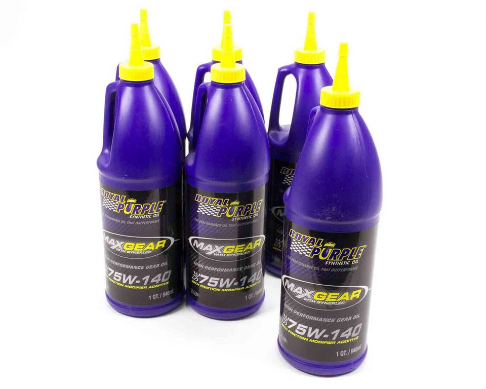Aceite sintético Royal Purple 75W-140 Max Gear 1 cuarto de galón juego de 6 aditivos de deslizamiento limitado Foto 2 de 4