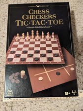 Cardinal Classic Chess Checkers TIC TAC TOE SET Double Sided Gameboard Games