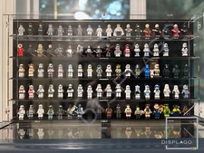 Wall mounted 100 LEGO® minifigures display case. Show case. Display case