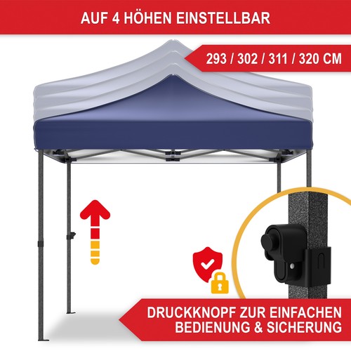 Pavillon Wasserdicht 3x3 m Popup-Design 3 Fenster UV 50+ Fest Garten Falt Zelt - Bild 4 von 28