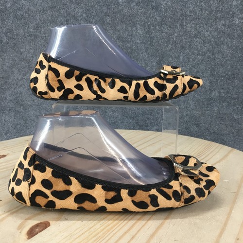 Adam Tucker By Me Too Shoes Womens 9 M Nikki Leopard Print Ballet Flats Brown