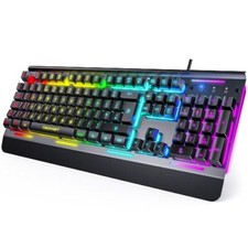 RGB Gaming Keyboard, 105 Keys, All-Metal Panel, 15-Zone RGB Black