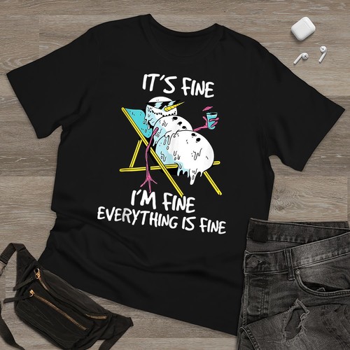 It's Fine I'm Fine Everything Is Fine Christmas In July T Shirt Men Women NEW - Picture 2 of 9