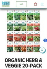 Back To The Roots Organic Herb and Vegetable Seeds Variety 20pk, New 