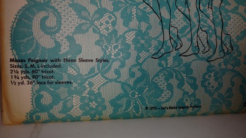 Let's Make Lencería Misses Pattern #370 de 1970, misses Peignoir estilo manga 3 - Imagen 2 de 3