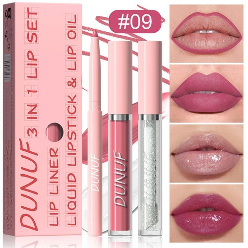3pcs/set 3 In 1 Lip Gloss Set Lipliner&Lip Color&Lip Oil Lip Color Make-Up Sale - Picture 25 of 30