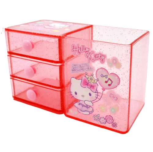 Hello Kitty Pencil Pen Stationery Makeup Tools Stand Holder Drawer Case Box - Picture 1 of 2