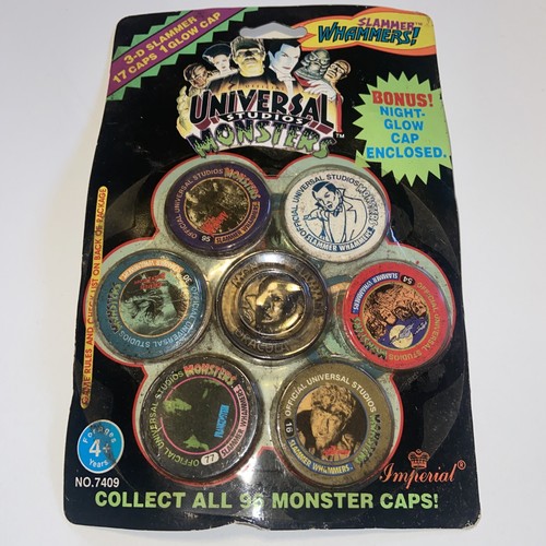 NOS UNIVERSAL STUDIOS MONSTERS 3-D SLAMMER AND 18 POG CAPS Water Damaged Drac
