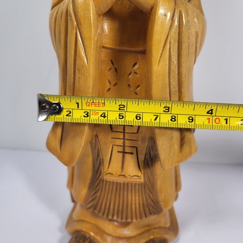 Vintage Hand-Carved Wooden Ancient Chinese Emperor Statue 12" Tall Vintage - Picture 10 of 11