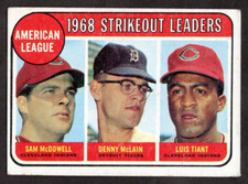 1969 Topps Baseball #11 McDowell/Mclain/Tiant AL Strikeout Leaders GD/VG