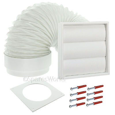 Wall Vent Kit Tumble Dryer External Extractor Beige Gravity Grille 4/" 100mm