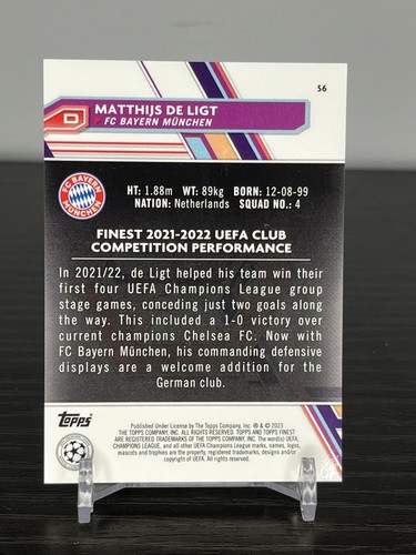 Matthijs De Ligt 2022 Topps Finest UEFA Champions Green Speckle 26/125 #56 - Picture 2 of 2