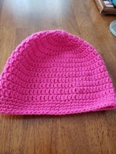 Beanie hat, Medium, hand crocheted, Hot Pink