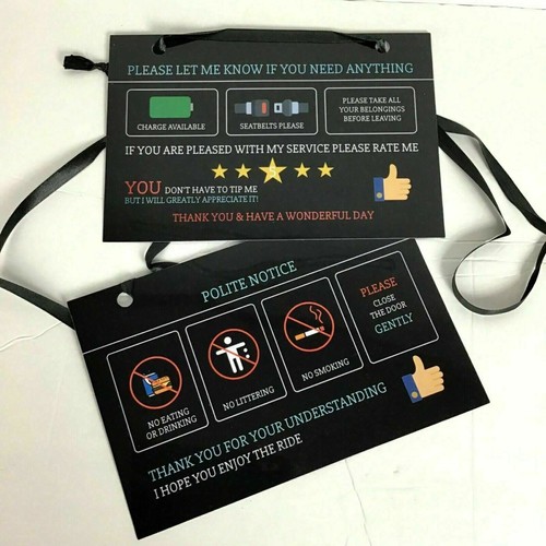 Hired Driver Rating Smoking Tips Plastic Hang Headrest Customer Note A16-18 - Picture 2 of 2