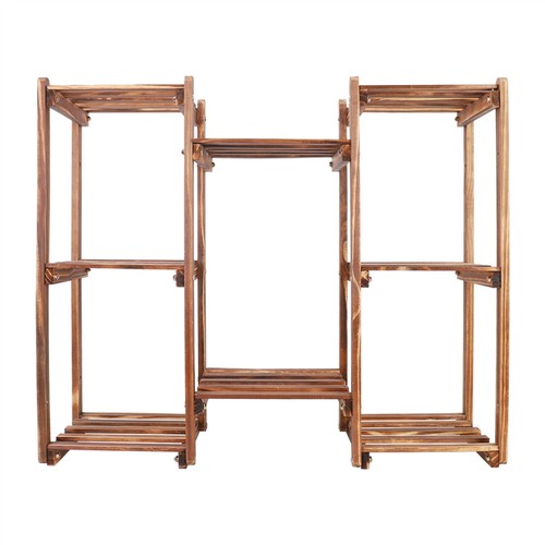 Multi-Tier Stylish Bamboo Plant Stand Indoor&Outdoor 10 Pot Bonsai Display Shelf - Picture 6 of 12
