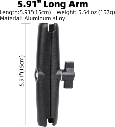 RAM Mounts RAM-B-201U-C lang 5,75" Aluminium Dual Socket Arm für 1" Kugelgröße - Bild 4 von 5