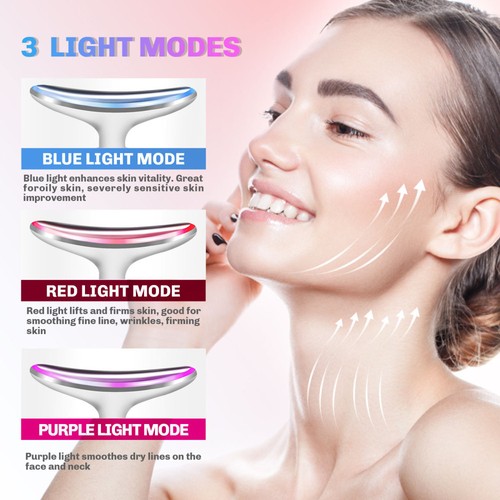 Neck Face Lifting Massager Skin Tighten Device LED and Anti Wrinkle Double Chin - Picture 3 of 13