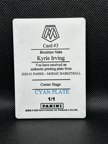 โ๏ธ1/1 Kyrie Irving Printing Plate Cyan Mosaic Center Stage ๐๐๐ฅ - Picture 2 of 3