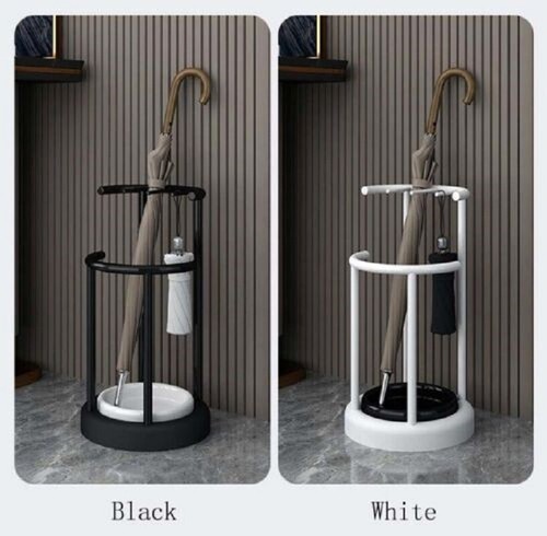 Metal Umbrella Stand Rain Round Free Standing Storage Rack Walking Stick Holder - Picture 7 of 11