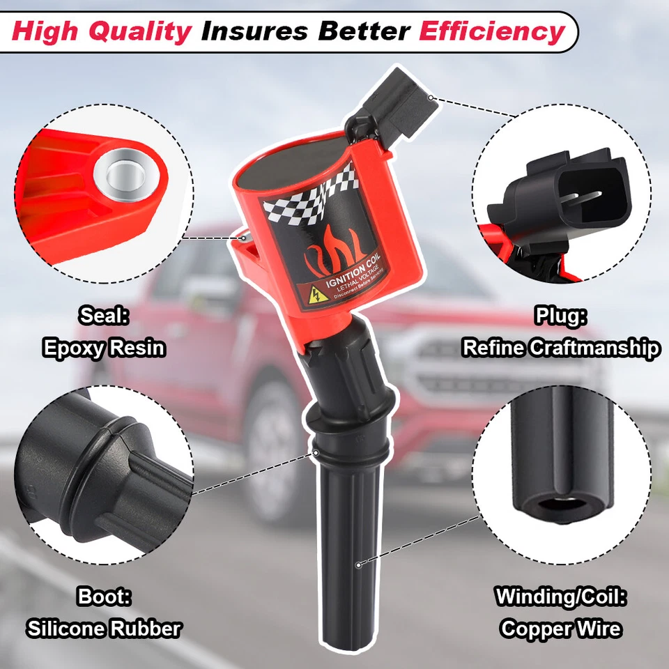 Paquete de 8 bobinas de encendido y bujías para Lincoln Town Car 1998-2010 4,6 DG508 SP479 Foto 4 de 4