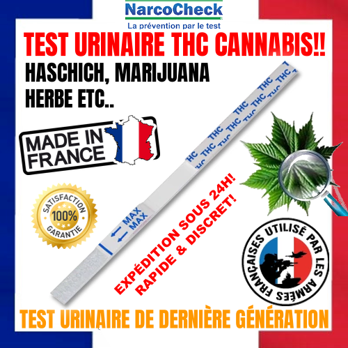TEST URINAIRE DÉPISTAGE THC ✅ RÉSINE CANNABIS MARIJUANA DROGUE (HAUTE FIABILITÉ) - Foto 1 di 9