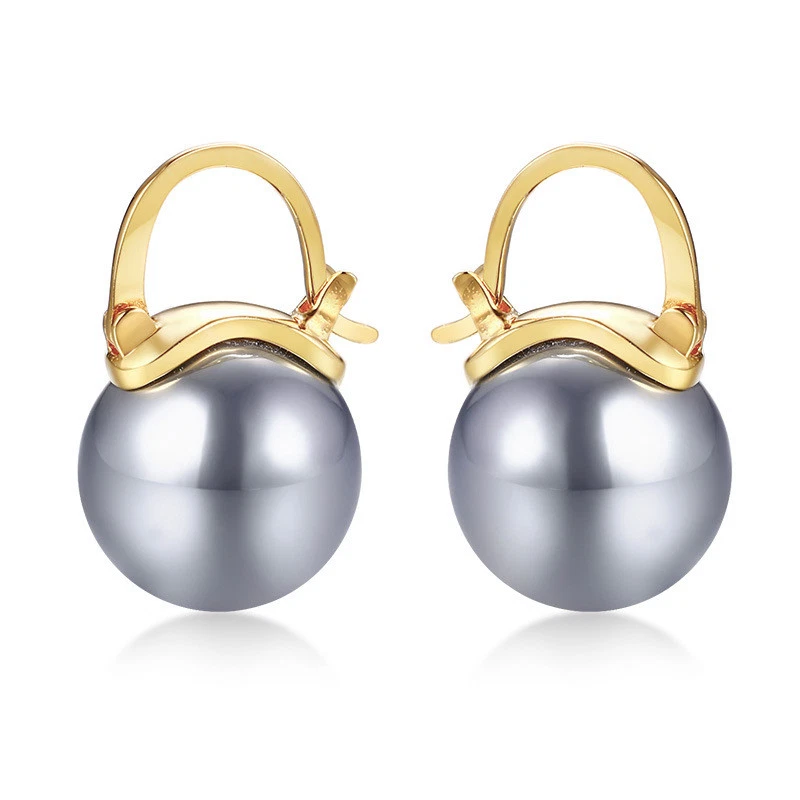 Pendientes de regalo de perlas blancas para mujer aro de acero inoxidable hebilla chapada en oro de 18 quilates Foto 2 de 4