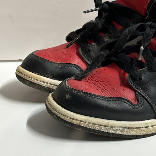 Nike Air Jordan 1 Mid GS 554725-079 Bred Toe Black Fire Red White Sz 2.5Y Youth - Picture 3 of 17