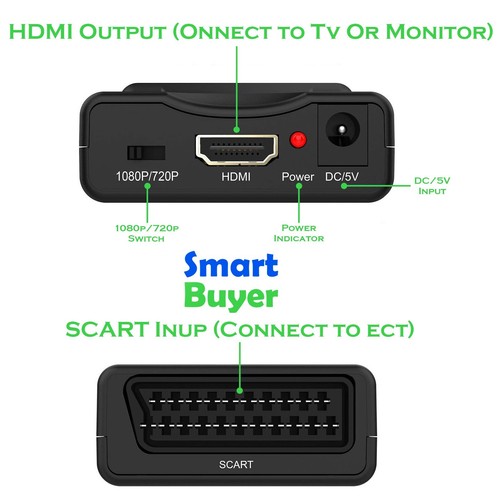 SCART to HDMI Converter Composite Audio Video Scaler With HDMI Cable AV Adapter - Picture 3 of 6