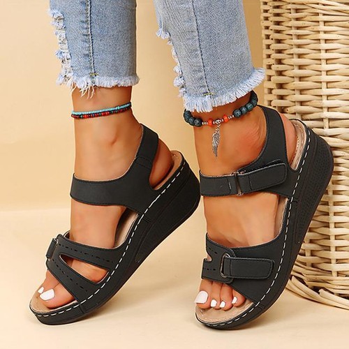 Summer Orthopedic Womens Wedge Sandals Walking Slingback Flat Casual Fit - Picture 26 of 28