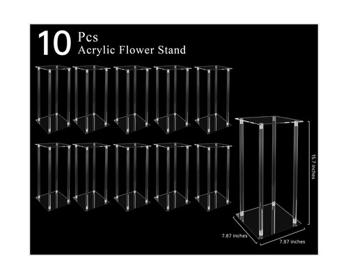 10 Pcs Acrylic Clear Vases for Wedding Centerpieces, 15.75" Tall Flower Vases... - Picture 6 of 6