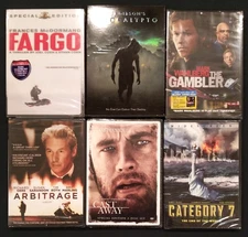6 Brand New/Sealed DVDs: Fargo, Apocalypto, The Gambler, Arbitrage, Cast Away