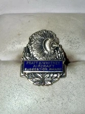 RARE Pratt & Whitney Solid Sterling Silver Aircraft Suggestion Award Pin