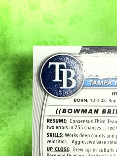 Emilien Pitre - 2025 Bowman Prospect #BCP-83 Tampa Bay Rays - 1st Bowman - Picture 9 of 11