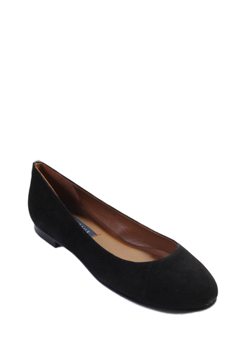 Ballerines Femme Pucciani En Daim Noir - Taille 38 (US 8) - Détail Nœud Pois - Occasion