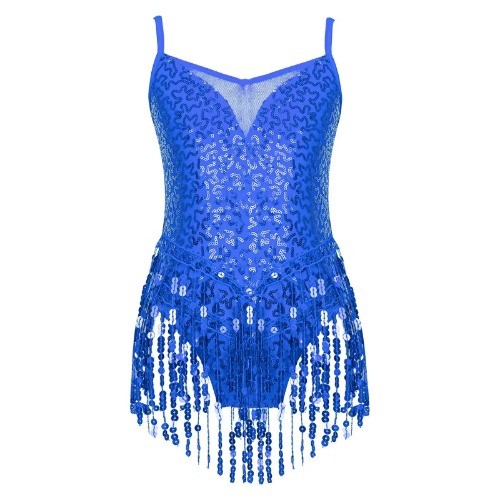 Sequins Latin Dance Dress Shiny Tassel Leotards Professional Dancing Costume - Bild 36 von 37